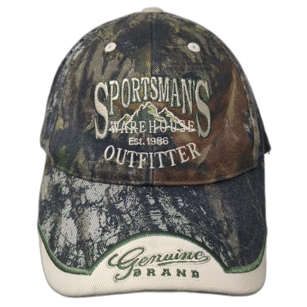 Sportsman's Warehouse Baseball Cap Green Beige OS Camo Embroidered Cotton Hat